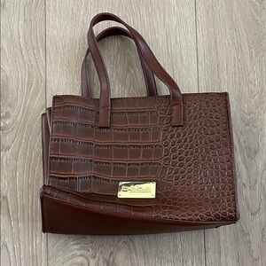 Bebe Crista Triple Entry Crocodile Satchel